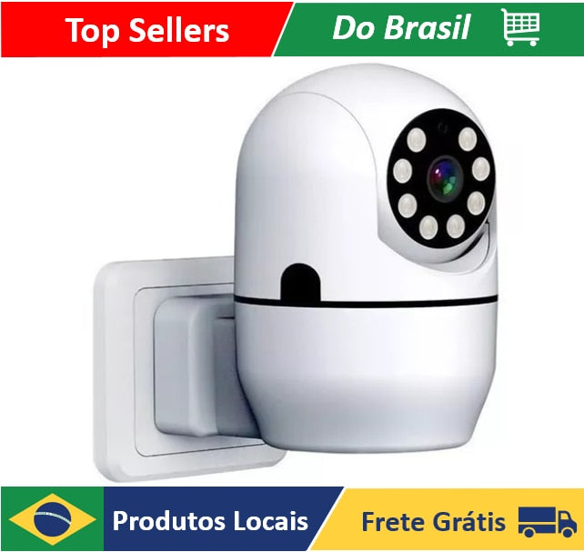 Lâmpada Câmera Plug Tomada Wifi Visão Noturna Casa Hd