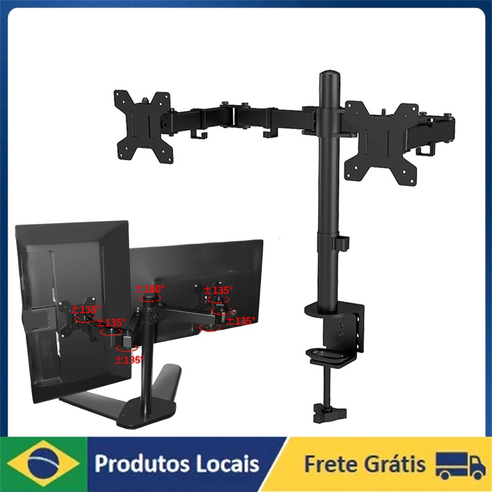 Suporte para montagem em mesa Braço de montagem de 360 graus Monitor duplo LCD de 17