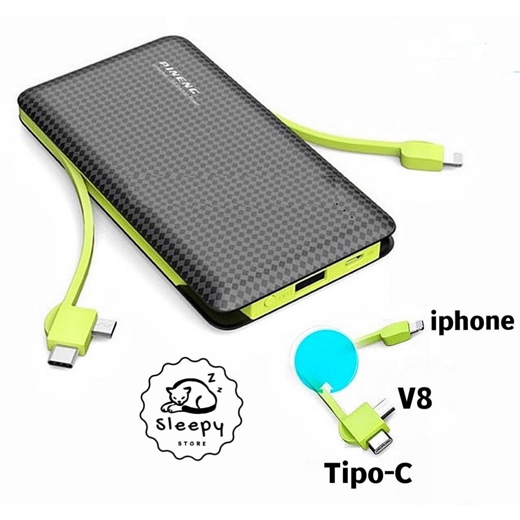 Carregador Portátil Powerbank N-956 Com 3 -saida iphone/V3/tipo 10000mAh