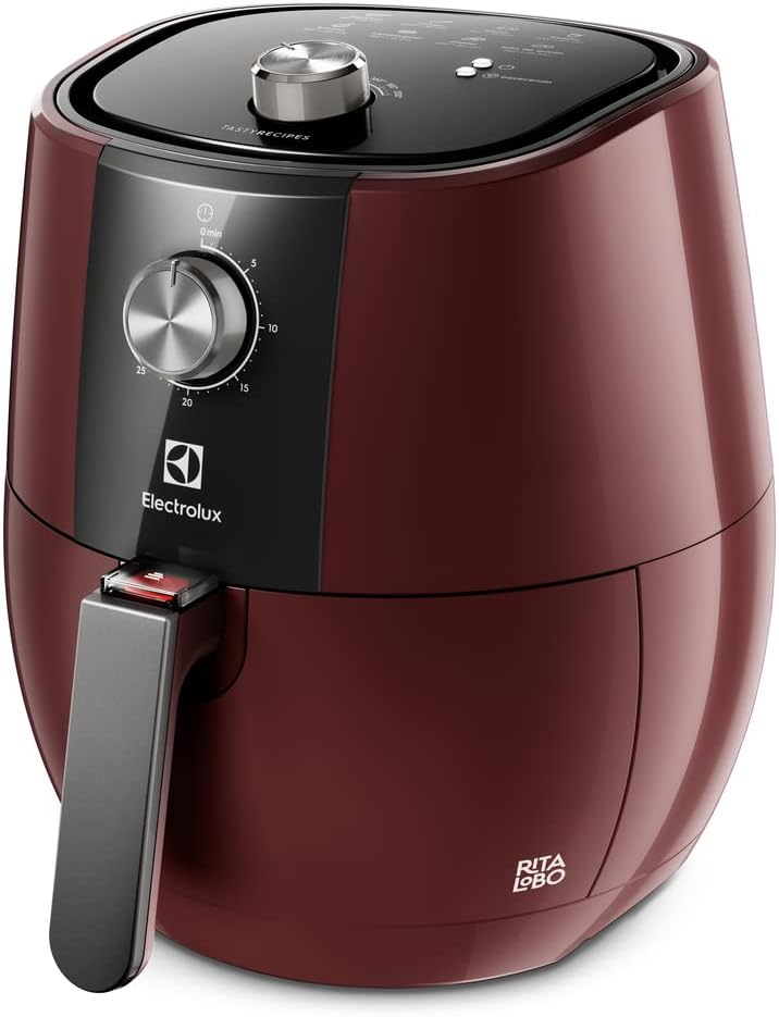 Fritadeira Elétrica sem oleo Electrolux Airfryer 4L 8 receitas pré-sugeridas desligamento automatico cesto removivel 1400W EAF31 vermelho escuro 127v por Rita Lobo