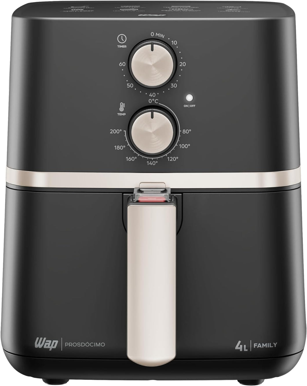 WAP Fritadeira Elétrica Air Fryer com Duplo Revestimento Antiaderente, Aviso Sonoro e Temperatura Ajustável 1500W Assa, Cozinha e Frita WAP AIRFRY Family 4L 220V